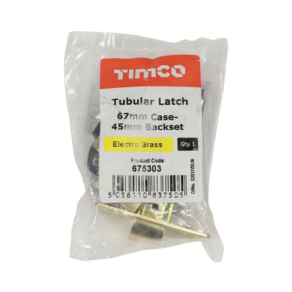 TIMCO Tubular Latch E. Brass 67mm Pack 1