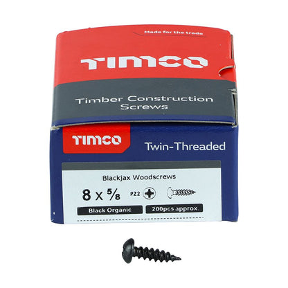 TIMCO Blackjax Screw PZ2 RND Black 8 x 5/8 Black Pack 200