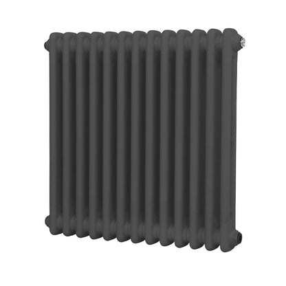 Baridi DH357 Horizontal Traditional 2 Column Radiator 600 x 607mm - Anthracite | Steel | Horizontal traditional two column radiator delivers a BTU