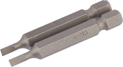 Draper 2PC 50MM 3.0MM P.SLOT.S/D BIT 64088 1/4" Hex. Plain Slot E Shank Insert Bits