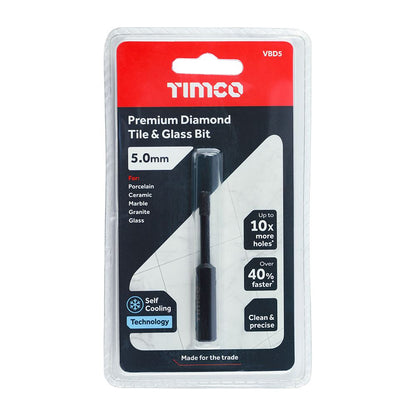 TIMCO Premium Diamond Tile&Glass Bit 5.0mm Pack 1