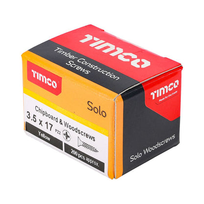 TIMCO Solo Woodscrew PZ2 CSK ZYP 3.5 x 17 Gold Pack 200