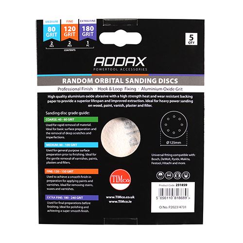 TIMCO Orbital Sanding Discs Mix Set 150mm (80/120/180) Red Pack 5