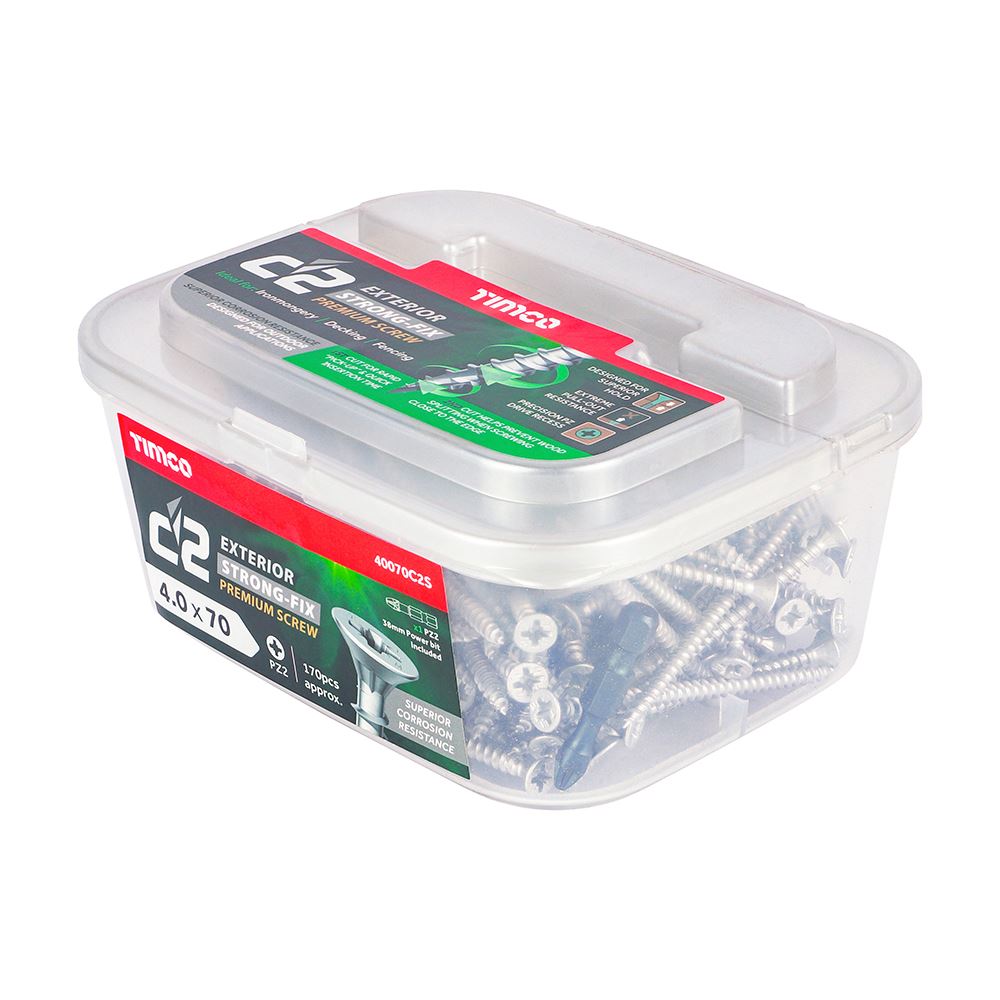 TIMCO C2 Strong-Fix Exterior PZ2 CSK 4.0 x 70 Silver Pack 170