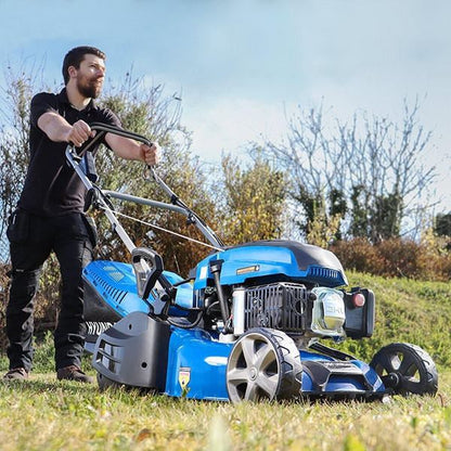 Hyundai HYM430SPER Petrol Lawn Mower 139cc 17"/43cm Electric Start Self Propelled Rear Roller Garden Mower Garden Grass Cutting