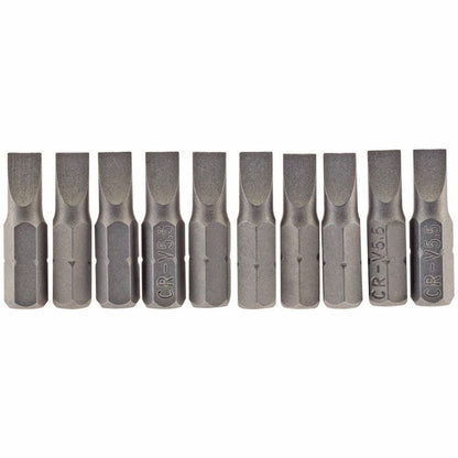 Draper 10PC 25MM 5.5MM P.SLOT.S/D BIT 64028 1/4" Hex. Plain Slot E Shank Insert Bits