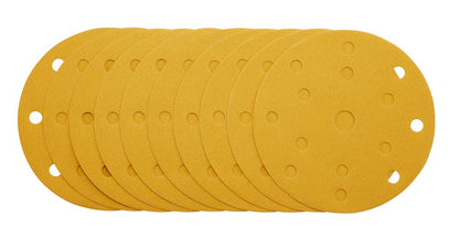 Draper 150MM GOLD SAND DISC 240G 15DE 08476 Gold Sanding Discs with Hook & Loop, 150mm, 15 Dust Extraction Holes (Pack of 10)