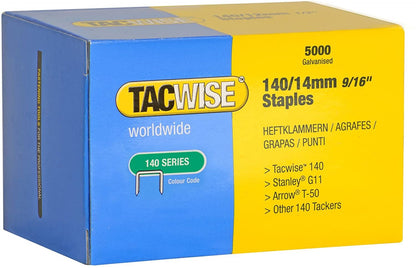 Tacwise 0344 Type 140 14 mm Type 140 Staples Galvanised Pack of 5000 for Nail Staple Guns Trade Fixing