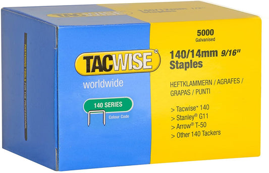 Tacwise 0344 Type 140 14 mm Type 140 Staples Galvanised Pack of 5000 for Nail Staple Guns Trade Fixing