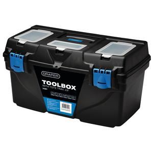 Draper 22" PLASTIC TOOLBOX WITH TRAY Plastic Toolboxes with Tote Tray