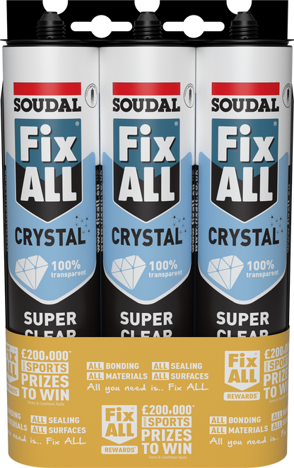 Soudal Fix ALL Promotional 3 pack High Tack Adhesive Sealant Hybrid Polymer Strong Grab 290ml