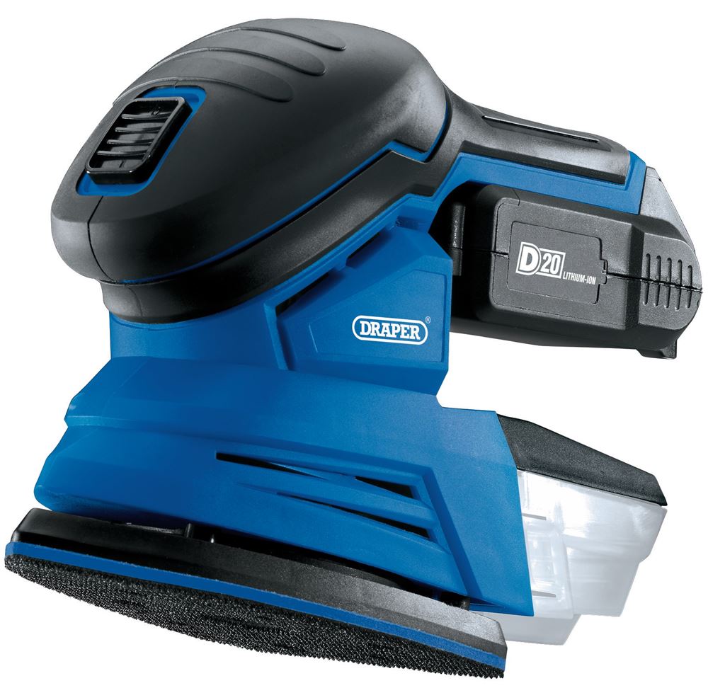 00608 D20 D20 20V Tri-Base Detail Sander, 1 x 2.0Ah Battery, 1 x Charger D20TBS135SET D20 20V Cordless Power Tools Professional Trade DIY Workshop G
