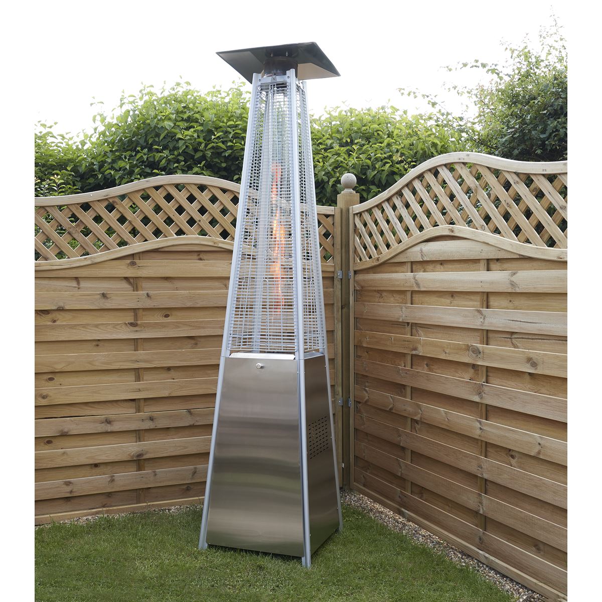 Dellonda DG99 13kW Pyramid Gas Patio Heater 13kW Commercial/Garden Use - Stainless Steel | Tip-Over Switch, Adjustable | Innovative design of Gas