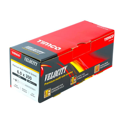 TIMCO Velocity Screw PZ3 CSK ZYP 6.0 x 200 Gold Pack 100