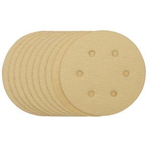 Draper 150MM GOLD SANDING DISC 120G 64025 64025 Gold Sanding Discs with Hook & Loop, 150mm (Pack of 10)