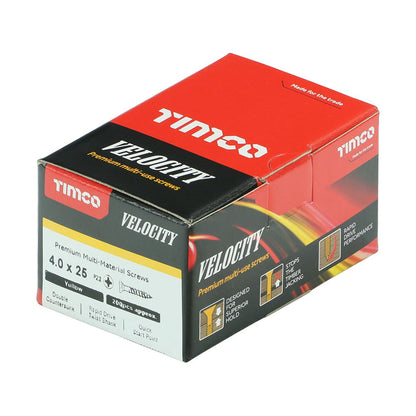 TIMCO Velocity Screw PZ2 CSK ZYP 4.0 x 25 Gold Pack 200