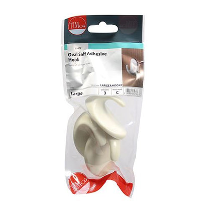TIMCO Oval Self-Adhesive Hooks - LG 57 x 42.5 Pack 3