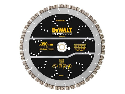 DeWalt ELITE SERIES Rebar Concrete Diamond Wheel 350 x 25.4mm