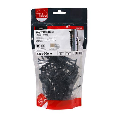 TIMCO Drywall Screw PH2 - BLK 4.8 x 90 Black Pack 70