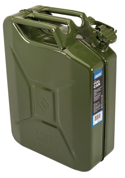 Draper 20L Fuel Can Steel Jerry Can Green Black Red Petrol Diesel Storage