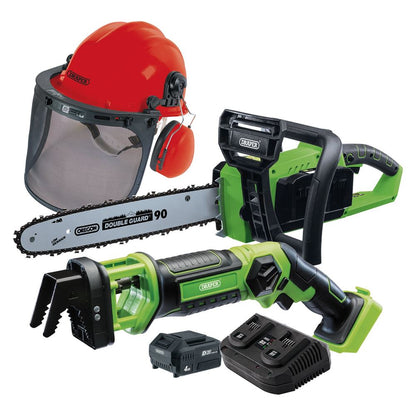 Draper 2 PIECE D20 GARDEN SAW KIT 99763 D20 Cordless Garden Saw Kit with Forestry Helmet