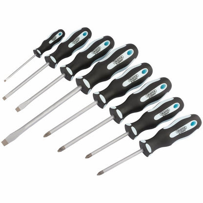 63589 Draper Expert Expert Heavy Duty Soft Grip Screwdriver Set (8 Piece) 995/S8 Mechanics Screwdrivers Professional Trade DIY Workshop Garage Use