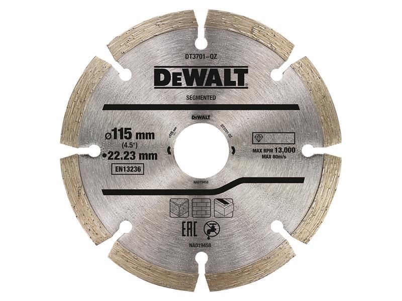 DeWalt Power Tools DT3701 Segmented Diamond Cutting Disc 115 x 22.23mm