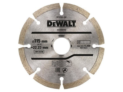 DeWalt Power Tools DT3701 Segmented Diamond Cutting Disc 115 x 22.23mm