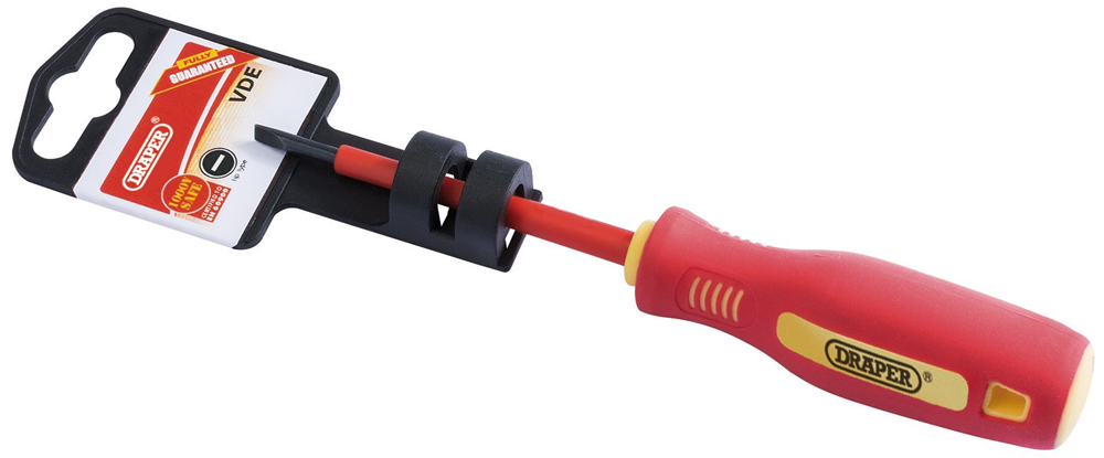 Draper 100X3MM VDE P/SL S/G.S/D(PKD) 46516 46516 VDE Approved Fully Insulated Soft Grip Plain Slot Screwdrivers (display packed)
