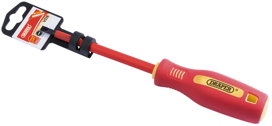 Draper 125X5.5MM VDE P/SL S/G.-(PKD) 46518 46518 VDE Approved Fully Insulated Soft Grip Plain Slot Screwdrivers (display packed)