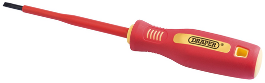 Draper 100X4MM VDE P/SL S/G.S/D-BULK 46523 46523 VDE Approved Fully Insulated Soft Grip Plain Slot Screwdrivers (sold loose)