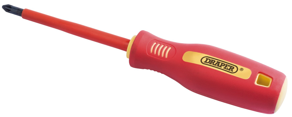 Draper NO.2X100MM VDE C/SL S/G-BULK 46532 46532 VDE Approved Fully Insulated Soft Grip Cross Slot Screwdrivers (sold loose)