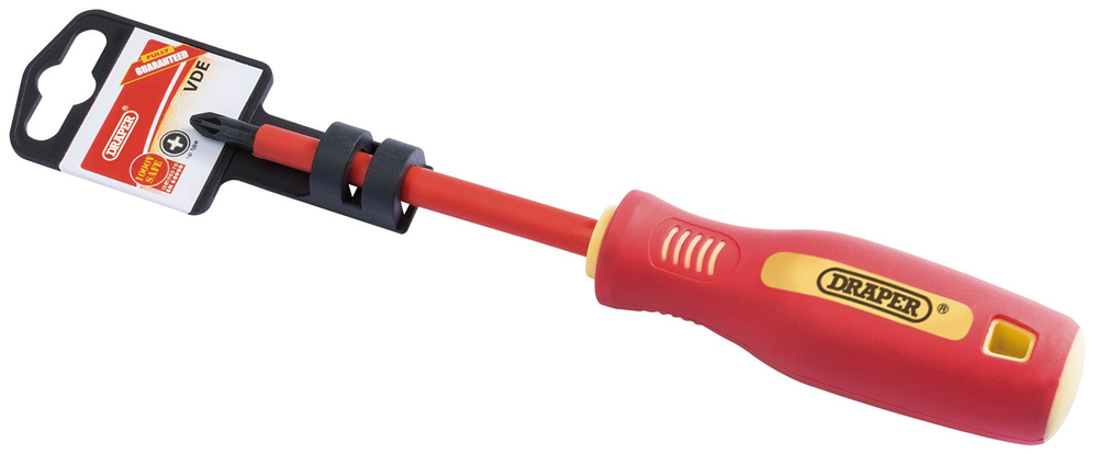 Draper NO.2X100MM VDE PZ S/G-SD (PKD) 46534 46534 VDE Approved Fully Insulated Soft Grip PZ TYPE Screwdrivers (Display Packed)