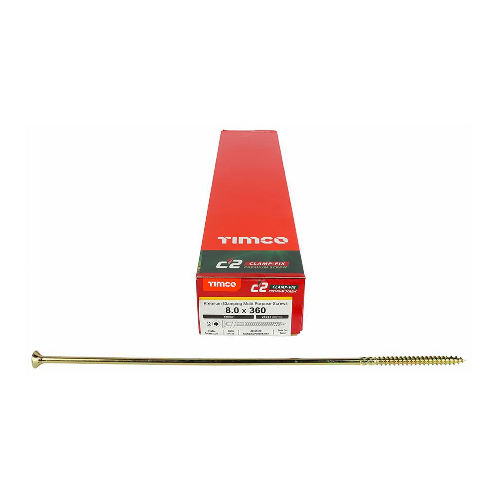 TIMCO C2 Clamp-Fix TX40 CSK ZYP 8.0 x 360 Gold Pack 25