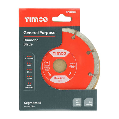 TIMCO GP Diamond Blade Seg 125 x 22.2 Pack 1