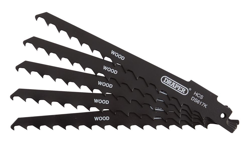 Draper RECIP SAW BLADE 5PCS - S617K 43066 Reciprocating Saw Blades for Wood and Plastic Cutting