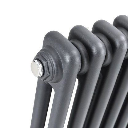 Baridi DH356 Horizontal Traditional 2 Column Radiator 600 x 427mm - Anthracite | Steel | Horizontal traditional two column radiator delivers a BTU