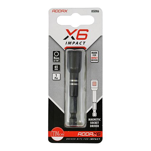 TIMCO X6 Impact Magnetic Skt Driver 8mm x 65mm Pack 1