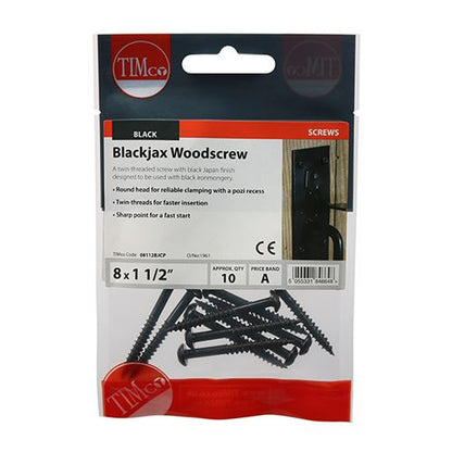 TIMCO Blackjax PZ2 RND 8 x 1 1/2 Black Pack 10