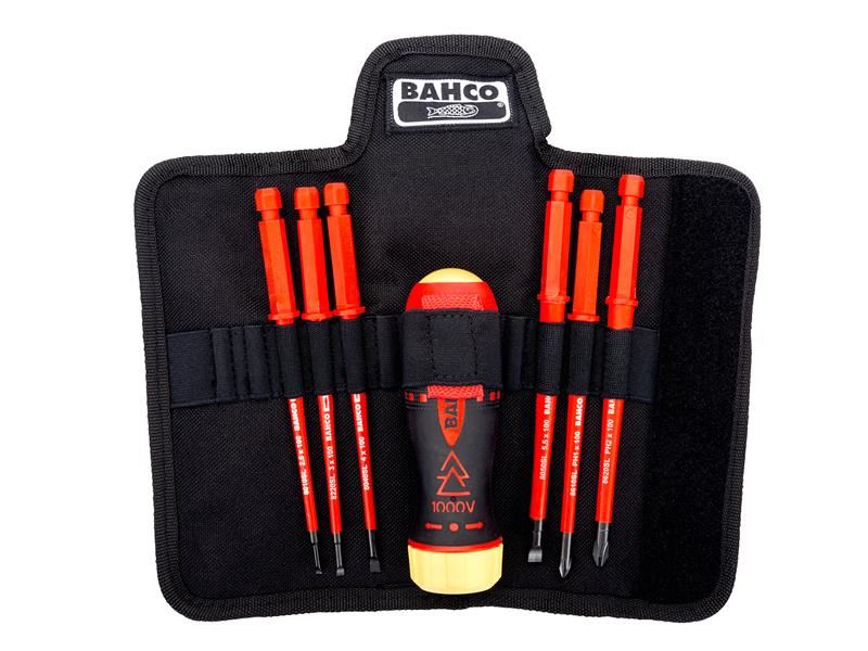 Bahco 808061 BH808061 Ratcheting Screwdriver with Interchangeable Blades, Multi-Colour
