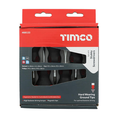 TIMCO Stubby Screwdriver Set 6 Pieces Pack 1