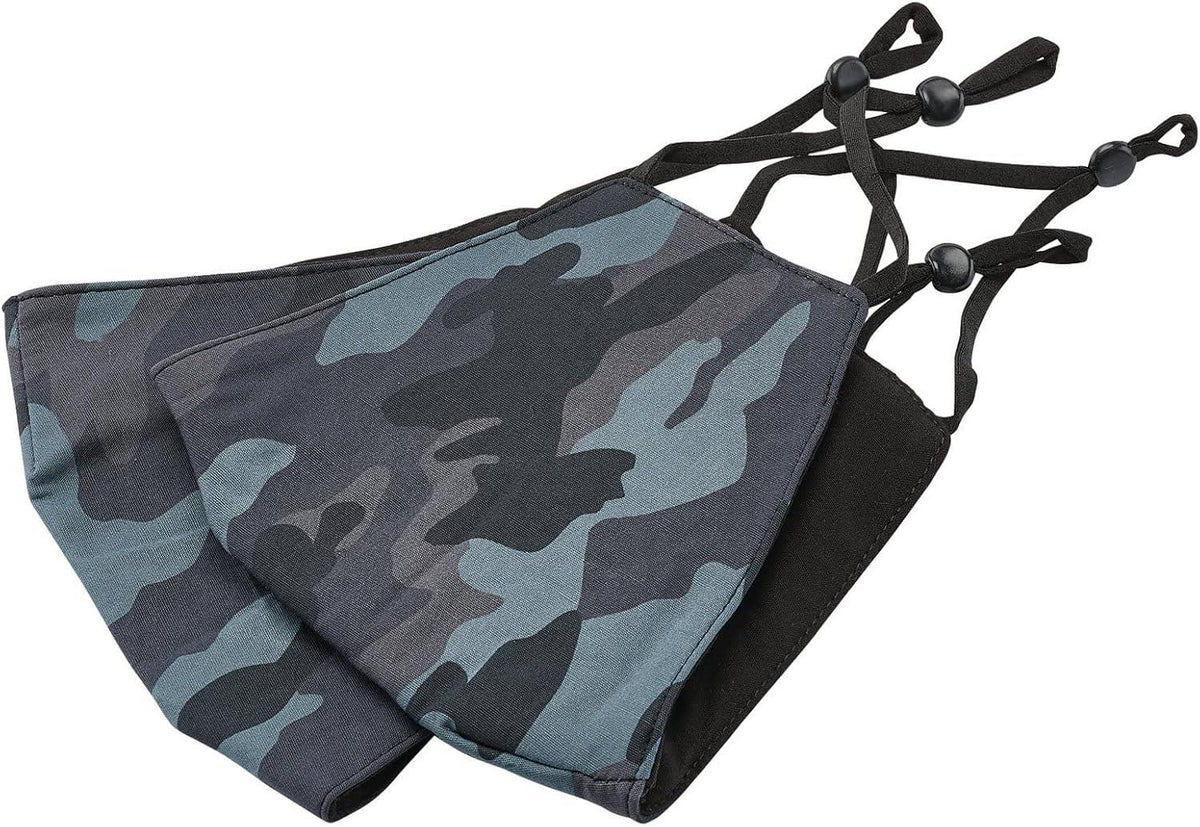 94962 Draper Camo Fabric Resuable Face Masks, Blue (Pack of 2) FCMC Fabric Face Masks W 11.5cm x H 13.5cm Professional Trade DIY Workshop Garage Use