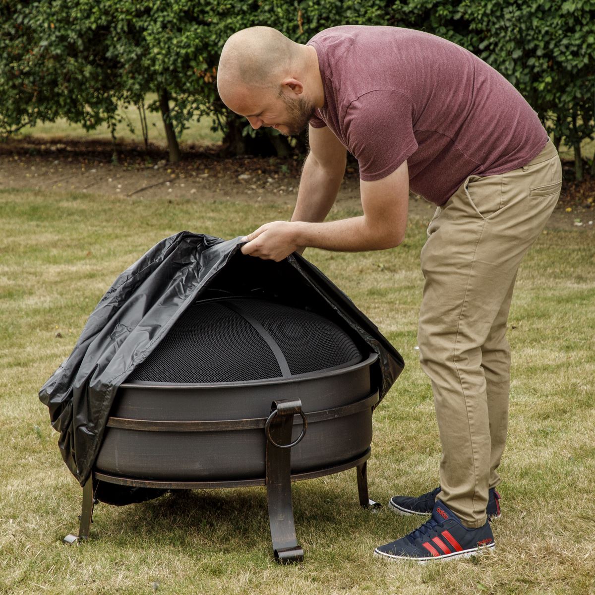 Dellonda DG118 Fire Pit, Fireplace, Outdoor Patio Heater PVC Cover, Water-Resistant, Heavy-Duty | Water Resistant | PVC fire pit cover for outdoor