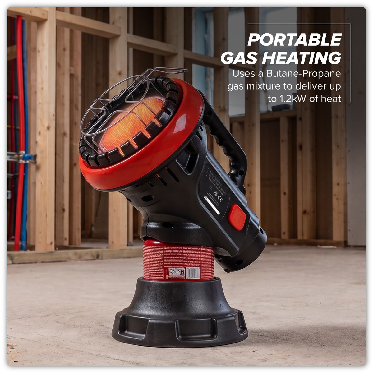 Sealey LP11 Space Warmer Portable Propane Heater and Stove 4,000Btu/hr | 4,000Btu/hr (1.2kW), Tip-Over Switch, Adjustable