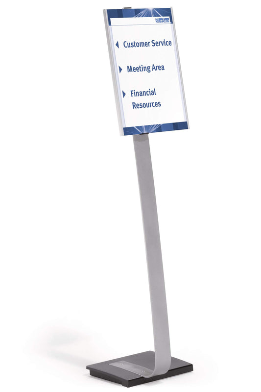 Durable INFO SIGN Aluminium Display Panel Info Floor Stand A3 | 1.25m | Silver