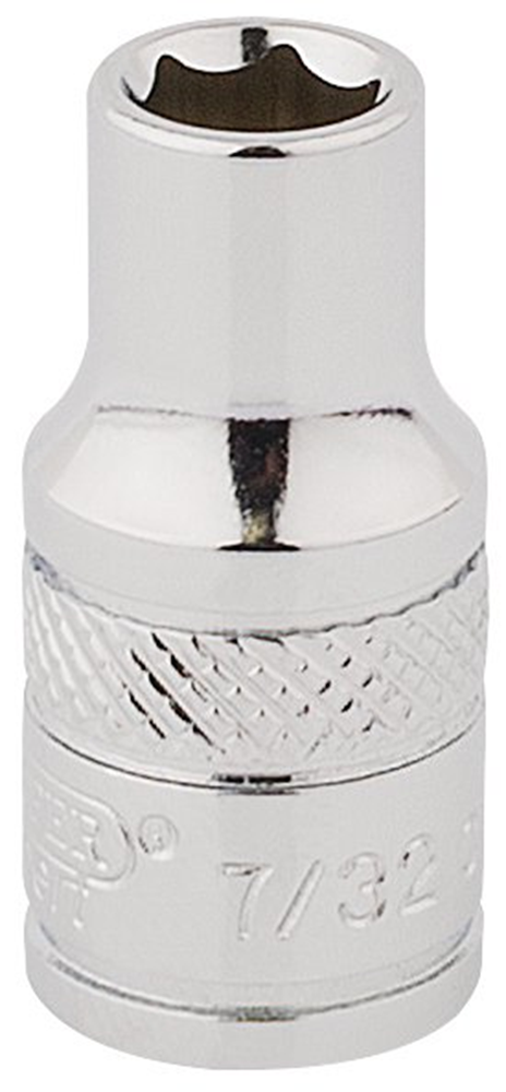 Draper 7/32 6PT.HI-TORQ SOCKET-1/4SD 48371 1/4" Sq. Dr. Imperial Sockets (Polished Chrome)