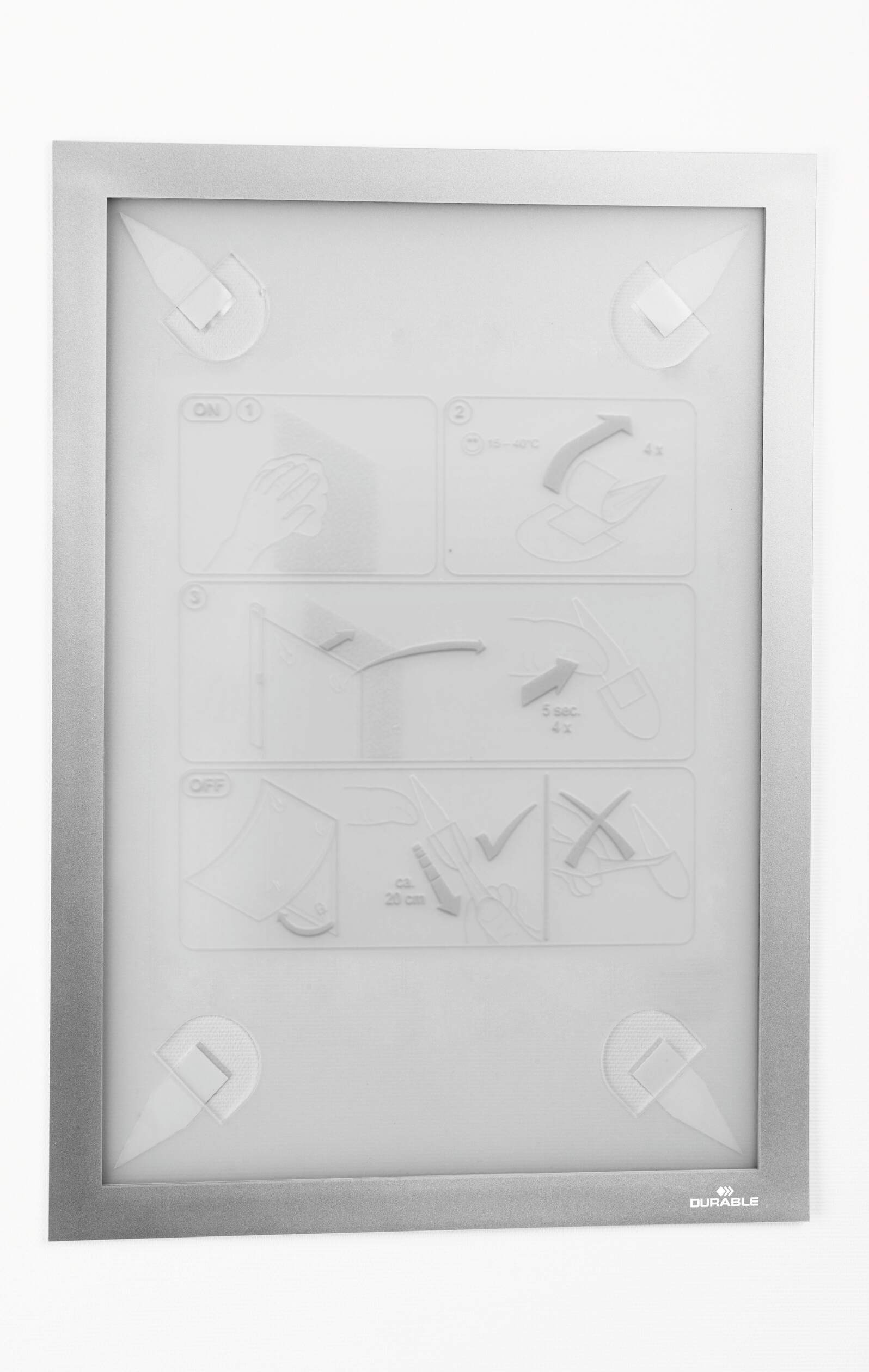 Durable DURAFRAME Wallpaper Self Adhesive Magnetic Signage Frame | A4 Silver