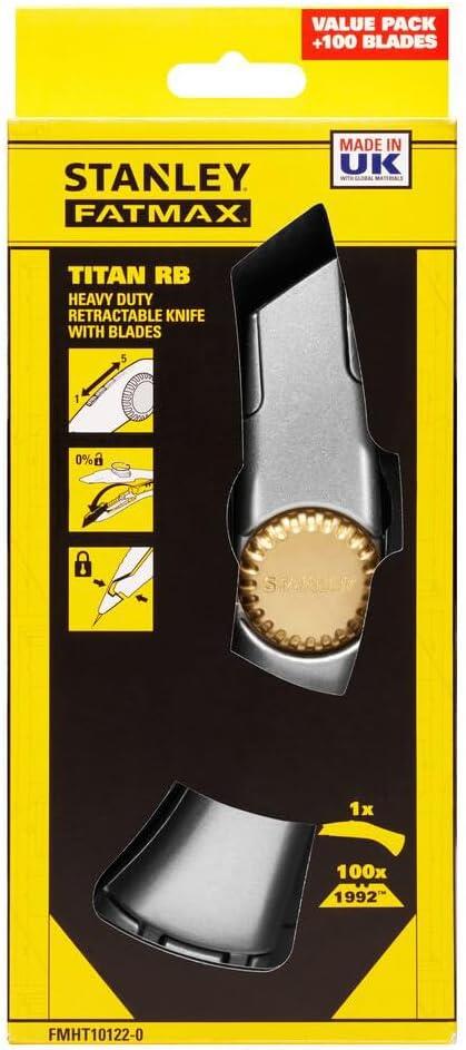 Stanley Titan Heavy Duty Retractable Trimming Knife With 100 Blades