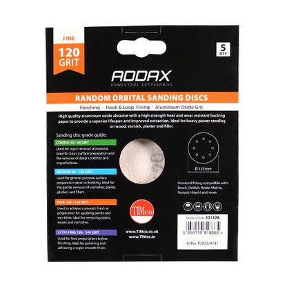 TIMCO Orbital Sanding Discs P120 125mm Red Pack 5