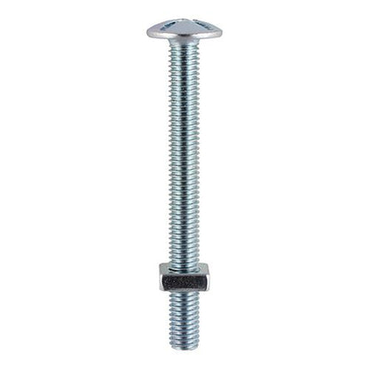 TIMCO Roofing Bolt & SQ Nut Zinc M8 x 180 Silver Pack 50